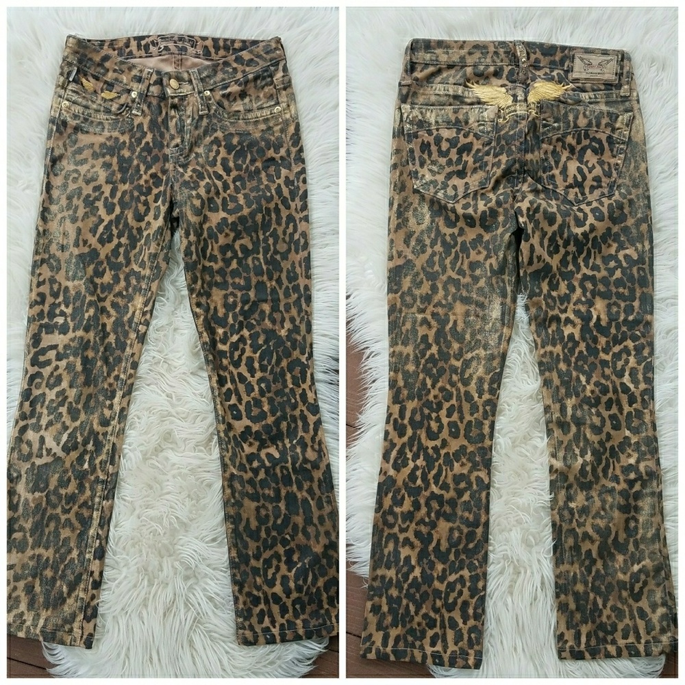 ROBIN'S JEAN Gold Shimmer Leopard Ankle Jeans